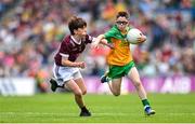 14 July 2024; Daniel Norris, Sacred Heart PS, Omagh, Tyrone, representing Donegal during the GAA INTO Cumann na mBunscol Respect Exhibition Go Games at the GAA Football All-Ireland Senior Championship semi-final match between Donegal and Galway at Croke Park in Dublin. Photo by David Fitzgerald/Sportsfile