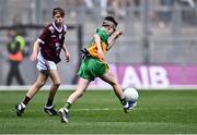 14 July 2024; Daniel Norris, Sacred Heart PS, Omagh, Tyrone, representing Donegal during the GAA INTO Cumann na mBunscol Respect Exhibition Go Games at the GAA Football All-Ireland Senior Championship semi-final match between Donegal and Galway at Croke Park in Dublin. Photo by Piaras Ó Mídheach/Sportsfile