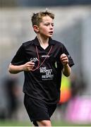 14 July 2024; Referee Shay Donnelly, Roan St Patrick's PS, Dungannon, Tyrone during the GAA INTO Cumann na mBunscol Respect Exhibition Go Games at the GAA Football All-Ireland Senior Championship semi-final match between Donegal and Galway at Croke Park in Dublin. Photo by Piaras Ó Mídheach/Sportsfile