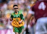 14 July 2024; Daniel Norris, Sacred Heart PS, Omagh, Tyrone, representing Donegal during the GAA INTO Cumann na mBunscol Respect Exhibition Go Games at the GAA Football All-Ireland Senior Championship semi-final match between Donegal and Galway at Croke Park in Dublin. Photo by Piaras Ó Mídheach/Sportsfile