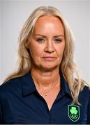 17 July 2024; PA TO CEO Teresa Rudd during the Team Ireland Paris 2024 team announcement for Swimming at the Crowne Plaza Hotel in Blanchardstown, Dublin. Photo by David Fitzgerald/Sportsfile