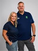 17 July 2024; PA TO CEO Teresa Rudd and high performance director John Rudd during the Team Ireland Paris 2024 team announcement for Swimming at the Crowne Plaza Hotel in Blanchardstown, Dublin. Photo by David Fitzgerald/Sportsfile