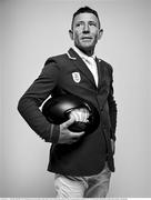 8 July 2024; (EDITOR'S NOTE; Image has been converted to black & white) Austin O'Connor during the Team Ireland Paris 2024 team announcement for Equestrian at The Crowne Plaza Hotel in Blanchardstown, Dublin. Photo by Ramsey Cardy/Sportsfile