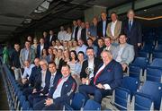 19 July 2024; Lifetime Achievement recipient Dr Con Murphy and GPA President Dónal Óg Cusack with represenatives from Cork during the GPA Hurling & Camogie Legends Lunch at Croke Park in Dublin. Photo by Sam Barnes/Sportsfile