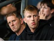 19 July 2024; Dublin footballer Seán Bugler and manager Vinny Perth, left, during the Sports Direct Men’s FAI Cup second round match between Bohemians and Shamrock Rovers at Dalymount Park in Dublin. Photo by Stephen McCarthy/Sportsfile