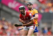21 July 2024; Tony Kelly of Clare and Ger Mellerick of Cork tussle during the GAA Hurling All-Ireland Senior Championship Final between Clare and Cork at Croke Park in Dublin. Photo by David Fitzgerald/Sportsfile