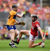 21 July 2024; Tony Kelly of Clare and Ger Mellerick of Cork tussle during the GAA Hurling All-Ireland Senior Championship Final between Clare and Cork at Croke Park in Dublin. Photo by David Fitzgerald/Sportsfile