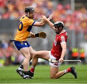 21 July 2024; Tony Kelly of Clare and Ger Mellerick of Cork tussle during the GAA Hurling All-Ireland Senior Championship Final between Clare and Cork at Croke Park in Dublin. Photo by David Fitzgerald/Sportsfile