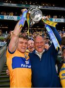 21 July 2024; Shane O'Donnell of Clare and two time All-Ireland winning Clare manager Ger Loughnane celebrate with the Liam MacCarthy cup after the GAA Hurling All-Ireland Senior Championship Final between Clare and Cork at Croke Park in Dublin. Photo by Stephen McCarthy/Sportsfile