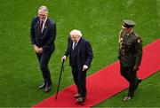 21 July 2024; Uachtarán Chumann Lúthchleas Gael Jarlath Burns and Uachtarán na hÉireann Michael D Higgins ahead of the GAA Hurling All-Ireland Senior Championship Final between Clare and Cork at Croke Park in Dublin. Photo by Daire Brennan/Sportsfile