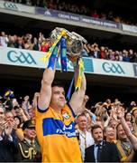 21 July 2024; Clare captain Tony Kelly lifts the Liam MacCarthy cup after his side's victory in the GAA Hurling All-Ireland Senior Championship Final match between Clare and Cork at Croke Park in Dublin. Photo by Ray McManus/Sportsfile
