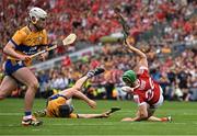 21 July 2024; Robbie O'Flynn of Cork is fouled by David McInerney of Clare during the GAA Hurling All-Ireland Senior Championship Final between Clare and Cork at Croke Park in Dublin. Photo by Sam Barnes/Sportsfile
