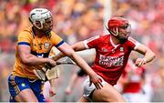 21 July 2024; Brian Hayes of Cork in action against Conor Cleary of Clare during the GAA Hurling All-Ireland Senior Championship Final match between Clare and Cork at Croke Park in Dublin. Photo by Seb Daly/Sportsfile