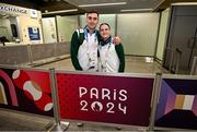 22 July 2024; Team Ireland boxers Michaela and Aidan Walsh on their arrival at Charles de Gaulle airport in Paris ahead of the 2024 Paris Summer Olympic Games in Paris, France. Photo by David Fitzgerald/Sportsfile