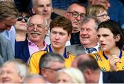 21 July 2024; Businessmen JP McManus, right, and Dermot Desmond before the GAA Hurling All-Ireland Senior Championship Final between Clare and Cork at Croke Park in Dublin. Photo by Stephen McCarthy/Sportsfile