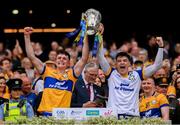 21 July 2024; Clare's Cian Galvin, left, and Cian Broderick lifts the Liam MacCarthy cup following victory in the GAA Hurling All-Ireland Senior Championship Final between Clare and Cork at Croke Park in Dublin. Photo by Stephen McCarthy/Sportsfile