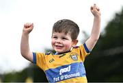 22 July 2024; Clare supporter Jason Healy, three years, from Kilmaley before the homecoming celebrations of the All-Ireland Senior Hurling Champions at Active Ennis Tim Smythe Park in Clare. Photo by Piaras Ó Mídheach/Sportsfile