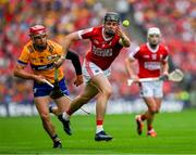 21 July 2024; Darragh Fitzgibbon of Cork is tackled by John Conlon of Clare during the GAA Hurling All-Ireland Senior Championship Final between Clare and Cork at Croke Park in Dublin. Photo by Ray McManus/Sportsfile