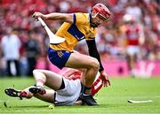 21 July 2024; John Conlon of Clare in action against Shane Barrett of Cork during the GAA Hurling All-Ireland Senior Championship Final between Clare and Cork at Croke Park in Dublin. Photo by Piaras Ó Mídheach/Sportsfile