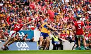21 July 2024; John Conlon of Clare in action against Alan Connolly of Cork during the GAA Hurling All-Ireland Senior Championship Final between Clare and Cork at Croke Park in Dublin. Photo by Brendan Moran/Sportsfile
