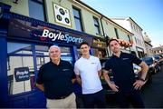 24 July 2024; Pictured, from left, are Joe Kernan, Diarmuid Connolly and Aaron Kernan, who have teamed up with BoyleSports to preview this weekend’s All Ireland Football Final. Get paid out early with BoyleSports if your team goes 7 points ahead, even if they draw or lose! Photo by Ramsey Cardy/Sportsfile