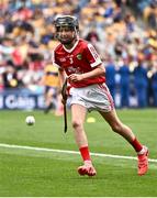 21 July 2024; Riain Casey, Our Lady of Mercy NS, Stradbally, Waterford, representing Cork during the GAA INTO Cumann na mBunscol Respect Exhibition Go Games at the GAA Hurling All-Ireland Senior Championship final between Clare and Cork at Croke Park in Dublin. Photo by Piaras Ó Mídheach/Sportsfile