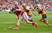 21 July 2024; Riain Casey, Our Lady of Mercy NS, Stradbally, Waterford, representing Cork during the GAA INTO Cumann na mBunscol Respect Exhibition Go Games at the GAA Hurling All-Ireland Senior Championship final between Clare and Cork at Croke Park in Dublin. Photo by Piaras Ó Mídheach/Sportsfile