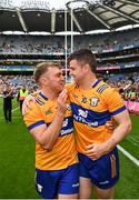 21 July 2024; Clare captain Tony Kelly, right, and team-mate Shane O'Donnell celebrate after their side's victory in the GAA Hurling All-Ireland Senior Championship Final between Clare and Cork at Croke Park in Dublin. Photo by Sam Barnes/Sportsfile
