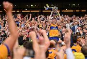 21 July 2024; Clare captain Tony Kelly lifts Liam MacCarthy cup after his side's victory in the GAA Hurling All-Ireland Senior Championship Final between Clare and Cork at Croke Park in Dublin. Photo by Sam Barnes/Sportsfile