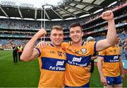 21 July 2024; Clare captain Tony Kelly, right, and team-mate Shane O'Donnell celebrate after their side's victory in the GAA Hurling All-Ireland Senior Championship Final between Clare and Cork at Croke Park in Dublin. Photo by Sam Barnes/Sportsfile