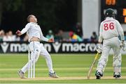 25 July 2024; Andy McBrine of Ireland during day one of the Test Match between Ireland and Zimbabwe at Stormont in Belfast. Photo by Oliver McVeigh/Sportsfile