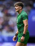25 July 2024; Chay Mullins of Team Ireland during the Men's Rugby Sevens Pool A match between Team Ireland and Team New Zealand at the Stade de France during the 2024 Paris Summer Olympic Games in Paris, France. Photo by Brendan Moran/Sportsfile