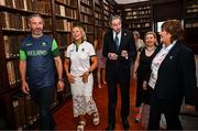 26 July 2024; Golfer Shane Lowry and 100m hurdler Sarah Lavin have been revealed as the Team Ireland flagbearers for the Opening Ceremony of the 2024 Paris Summer Olympic Games in Paris. The Irish team will wear suits designed by Irish designer Laura Weber in the ceremony that takes place later today on the River Seine in Paris. Pictured at the Team Ireland flagbearer announcement in the Irish Cultural Centre in Paris, from left, Olympic silver medallyst Kenneth Egan, Olympic Federation of Ireland president Sarah Keane, An Taoiseach Simon Harris TD, Centre Culturel Irlandais director Nora Hickey M’Schili and Olympic Federation of Ireland commercial director Catherine Tiernan. Photo by Sam Barnes/Sportsfile