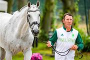 26 July 2024; Austin O’Connor of Team Ireland and Colorado Blue during the Veterinary Visit at the Château de Versailles during the 2024 Paris Summer Olympic Games in Paris, France. Photo by Pierre Costabadie/Sportsfile