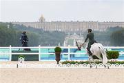 27 July 2024; Austin O'Connor of Team Ireland riding Colorado Blue during the eventing individual dressage at the Château de Versailles during the 2024 Paris Summer Olympic Games in Paris, France. Photo by Stephen McCarthy/Sportsfile