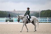 27 July 2024; Austin O'Connor of Team Ireland riding Colorado Blue during the eventing individual dressage at the Château de Versailles during the 2024 Paris Summer Olympic Games in Paris, France. Photo by Stephen McCarthy/Sportsfile