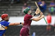 27 July 2024; Niamh Mallon of Galway shoots to score her side's second goal during the Glen Dimplex Camogie All-Ireland Senior Championship semi-final match between Galway and Tipperary at UPMC Nowlan Park in Kilkenny. Photo by Harry Murphy/Sportsfile