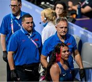 27 July 2024; Jajaira Gonzalez of Team USA and her coach Billy Walsh after her side's victory in the women's 54kg preliminary round of 32 bout at the North Paris Arena during the 2024 Paris Summer Olympic Games in Paris, France. Photo by David Fitzgerald/Sportsfile