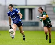 27 July 2024; Ellie Brady of Cavan in action against Leona O'Sullivan of Kerry during the ZuCar All-Ireland Ladies Football U-18 Championship A final match between Cavan and Kerry at O’Connor Park in Tullamore, Offaly. Photo by Michael P Ryan/Sportsfile