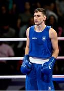 28 July 2024; Aidan Walsh of Team Ireland before facing Makan Traore of Team France in their men's 71kg preliminary round of 32 bout at the North Paris Arena during the 2024 Paris Summer Olympic Games in Paris, France. Photo by David Fitzgerald/Sportsfile