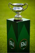 28 July 2024; A general view of the cup before the FAI Women's Amateur Cup Final 2024 match between Whitehall Rangers and Terenure Rangers at UCD Bowl in Dublin. Photo by Michael P Ryan/Sportsfile