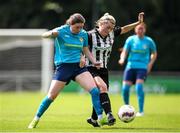28 July 2024; Caolan Carroll of Whitehall Rangers in action against Sarah Ryan of Terenure Rangers during the FAI Women's Amateur Cup Final 2024 match between Whitehall Rangers and Terenure Rangers at UCD Bowl in Dublin. Photo by Michael P Ryan/Sportsfile