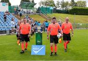 28 July 2024; Players and officials walk out before the FAI Women's Amateur Cup Final 2024 match between Whitehall Rangers and Terenure Rangers at UCD Bowl in Dublin. Photo by Michael P Ryan/Sportsfile