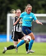 28 July 2024; Caroline Healy of Terenure Rangers in action against Leah McHugh of Whitehall Rangers during the FAI Women's Amateur Cup Final 2024 match between Whitehall Rangers and Terenure Rangers at UCD Bowl in Dublin. Photo by Michael P Ryan/Sportsfile