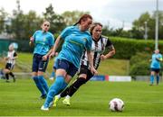 28 July 2024; Melissa Haughton of Terenure Rangers in action against Charlie Graham of Whitehall Rangers during the FAI Women's Amateur Cup Final 2024 match between Whitehall Rangers and Terenure Rangers at UCD Bowl in Dublin. Photo by Michael P Ryan/Sportsfile