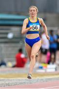 28 July 2024; Katie Bergin of Tipperary on her way to winning the County Women 200m during the 123.ie National Track and Field League Final at Tullamore Harriers Athletics Club in Offaly. Photo by Matt Browne/Sportsfile