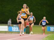 28 July 2024; Louise Shanahan from Leevale AC on her way to winning the Premier Women's 800m during the 123.ie National Track and Field League Final at Tullamore Harriers Athletics Club in Offaly. Photo by Matt Browne/Sportsfile