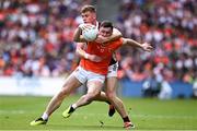 28 July 2024; Oisin Conaty of Armagh in action against Dylan McHugh of Galway during the GAA Football All-Ireland Senior Championship Final match between Armagh and Galway at Croke Park in Dublin. Photo by Harry Murphy/Sportsfile