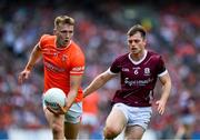 28 July 2024; Rian O'Neill of Armagh is tackled by Liam Silke of Galway during the GAA Football All-Ireland Senior Championship Final match between Armagh and Galway at Croke Park in Dublin. Photo by Ray McManus/Sportsfile