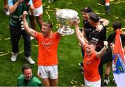28 July 2024; Rian O'Neill, left, and Aidan Nugent of Armagh celebrate with the Sam Maguire cup after the GAA Football All-Ireland Senior Championship Final match between Armagh and Galway at Croke Park in Dublin. Photo by Daire Brennan/Sportsfile